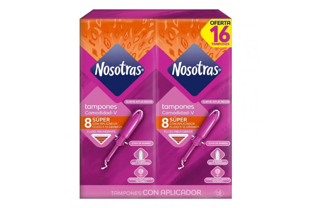 OFERTA TAMPONES CON APLICADOR NOSOTRAS 2 paquetes 16 UNDS