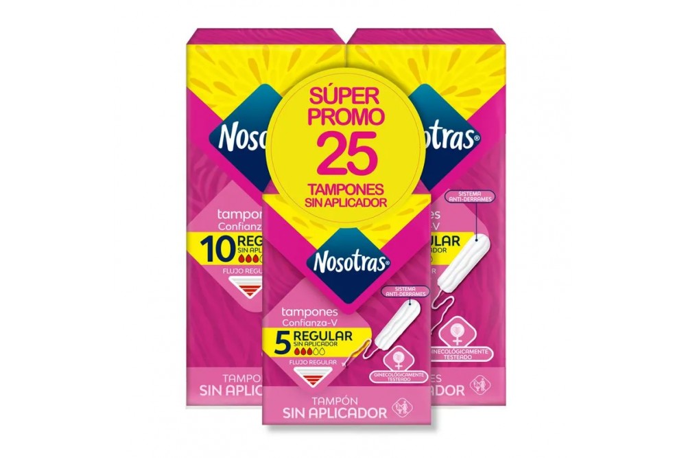 OFERTA TAMPONES SIN APLICADOR NOSOTRAS 25 UNDS