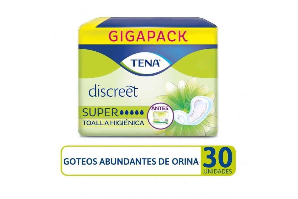 TOALLA HIGIENICA TENA DISCREET 30 UNDS