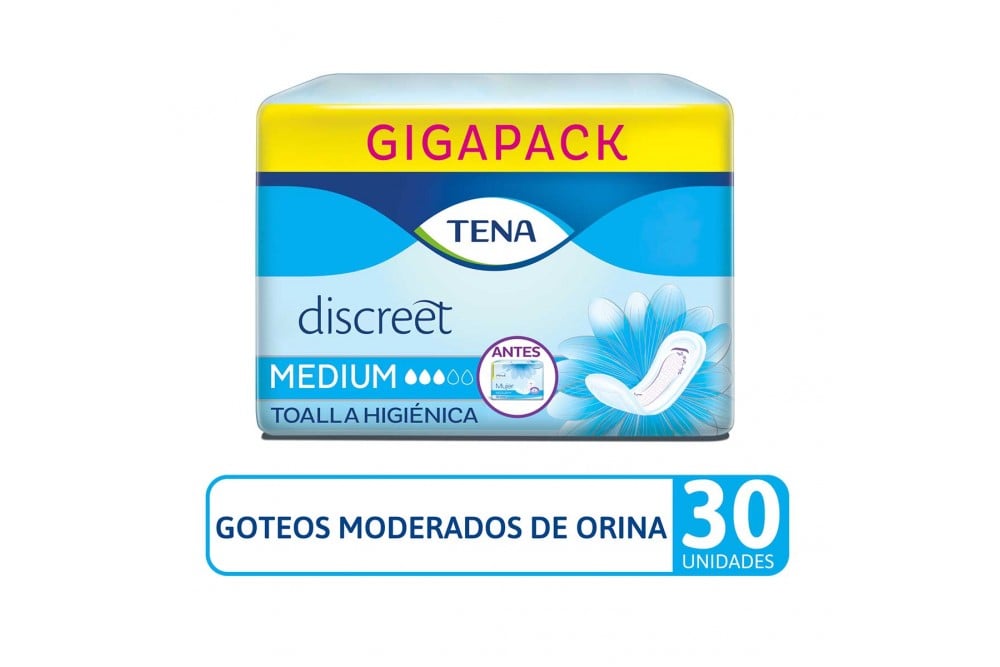 TOALLA HIGIENICA TENA DISCREET 30 UNDS