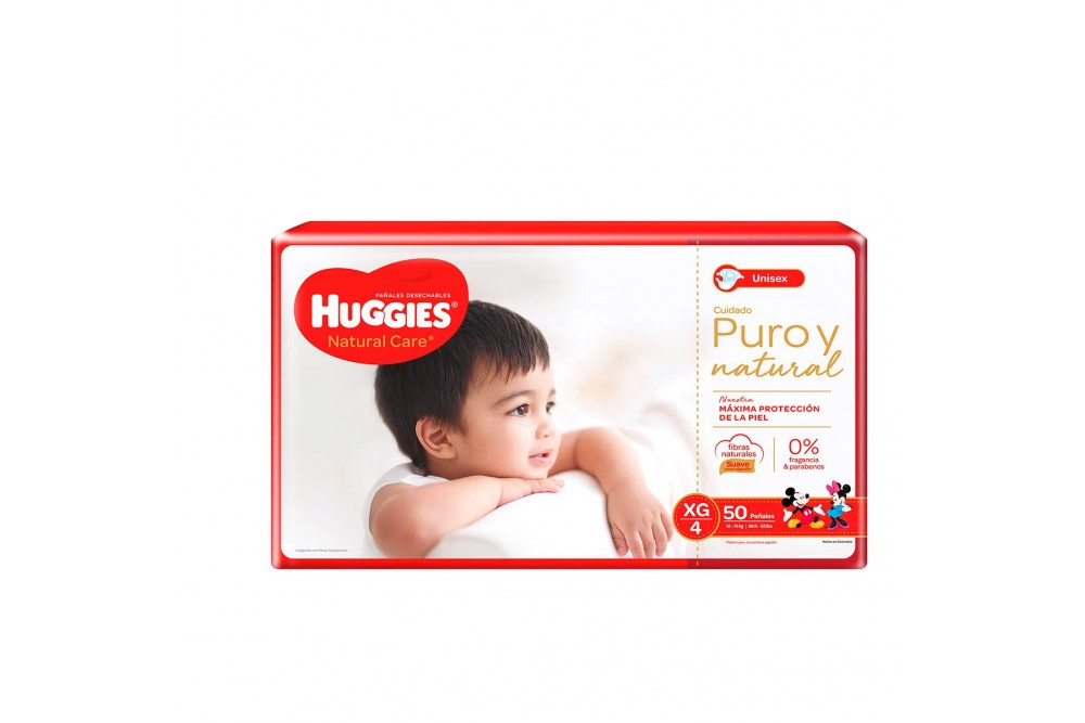 PAÑALES HUGGIES NATURALCARE ETAPA 4 50 UNDS