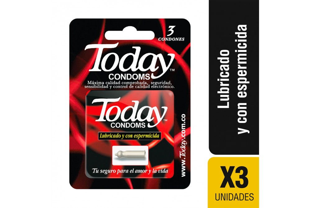 Condones Today Lubricado Espermicida 3 Unds