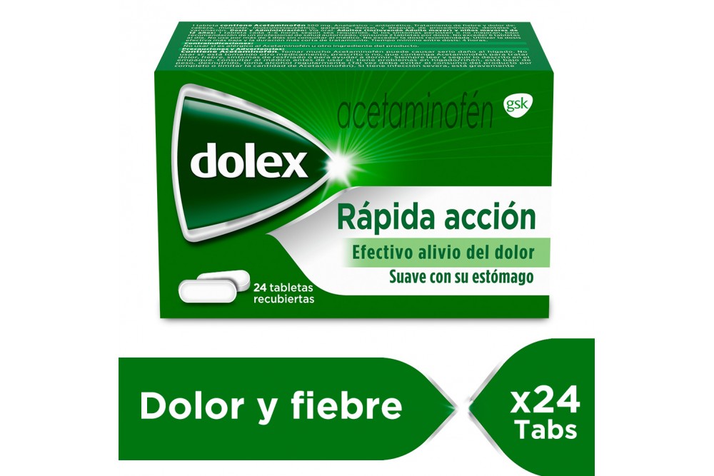 Dolex 500 mg 24 Tabletas Recubiertas
