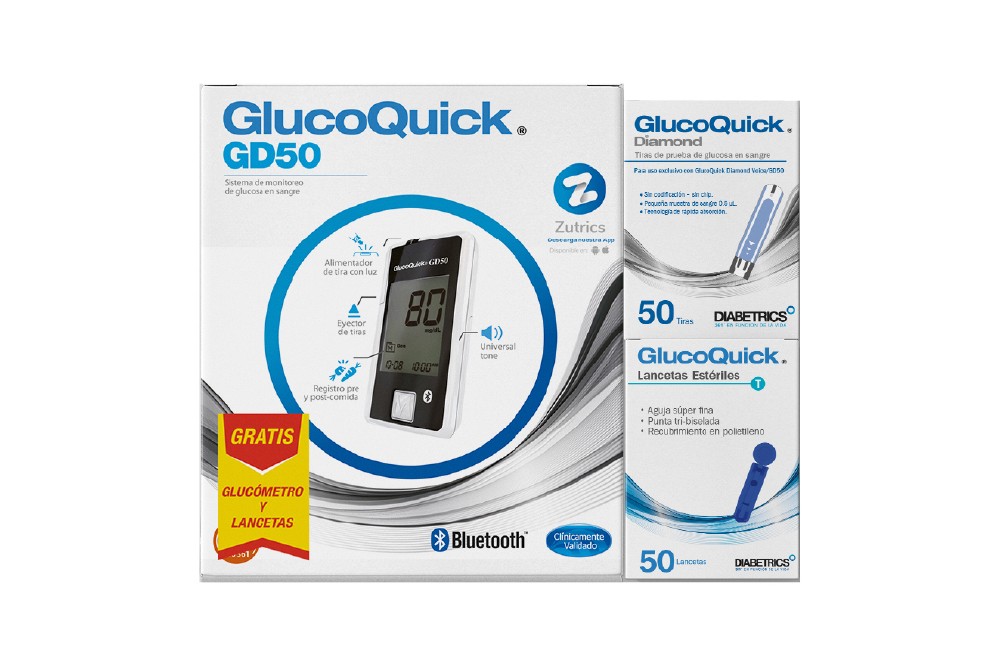 Oferta Glucómetro Glucoquick GD50 + Lancetas Empaque Con 2 Cajas