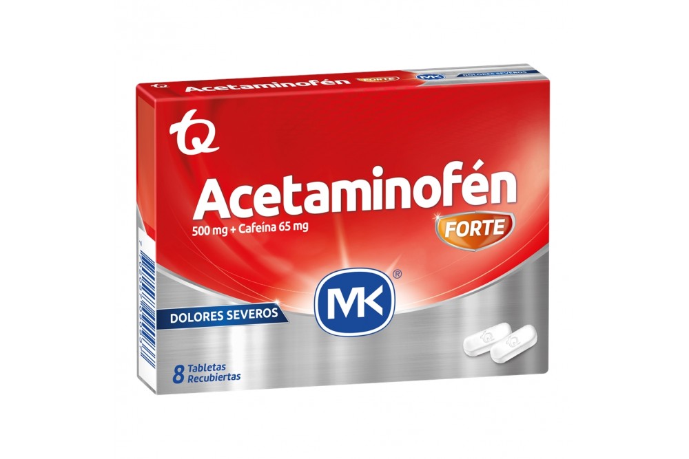 Acetaminofén 500/ 65 mg Caja Con 8 Tabletas Cubiertas