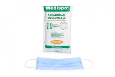 TAPABOCAS MEDISPO 10 UNDS