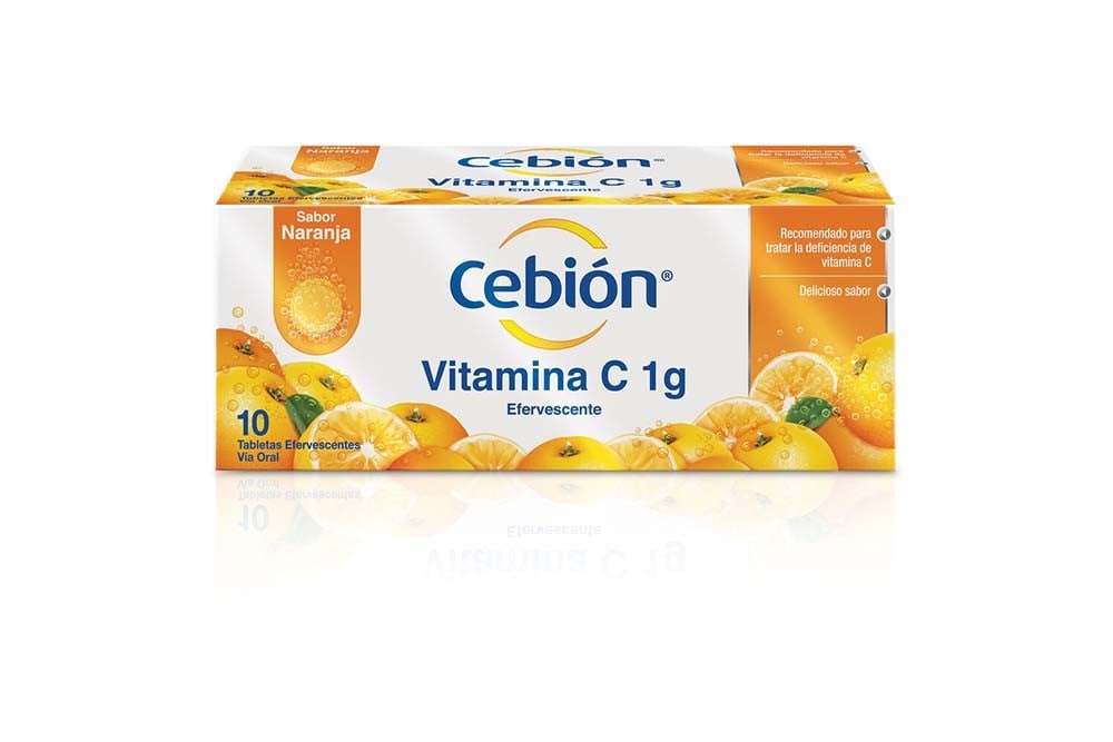 Vitamina C Cebión Sabor A Naranja 1 G 10 Tabletas Efervescentes