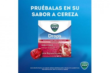 Vick Drops Caja Con 24 Sobres Con 5 Pastillas C/U - Sabor A Cereza