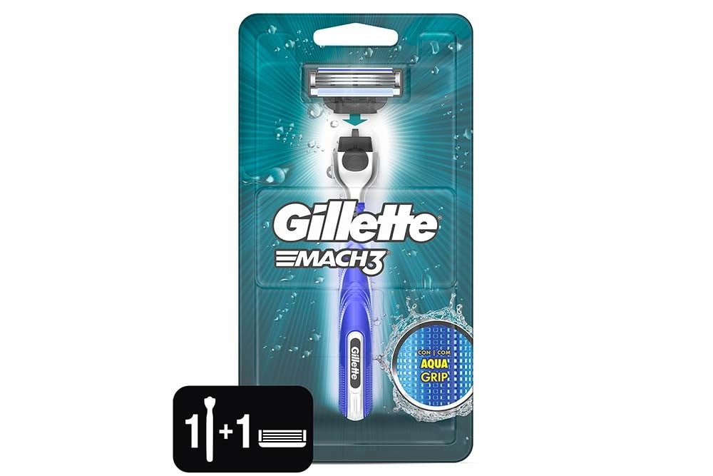 Maquina Afeitar Gillette Mach3 Aqua Grip unidad