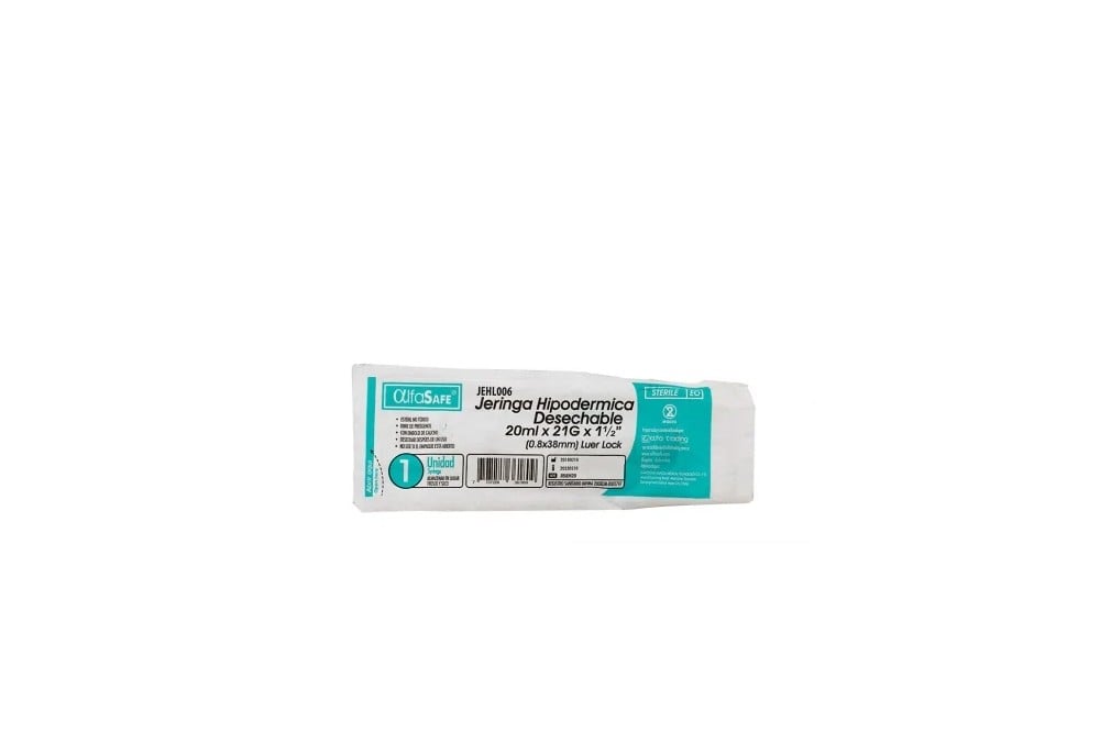 Jeringa Hipodermica Alfa Safe - 20Cc Con Aguja