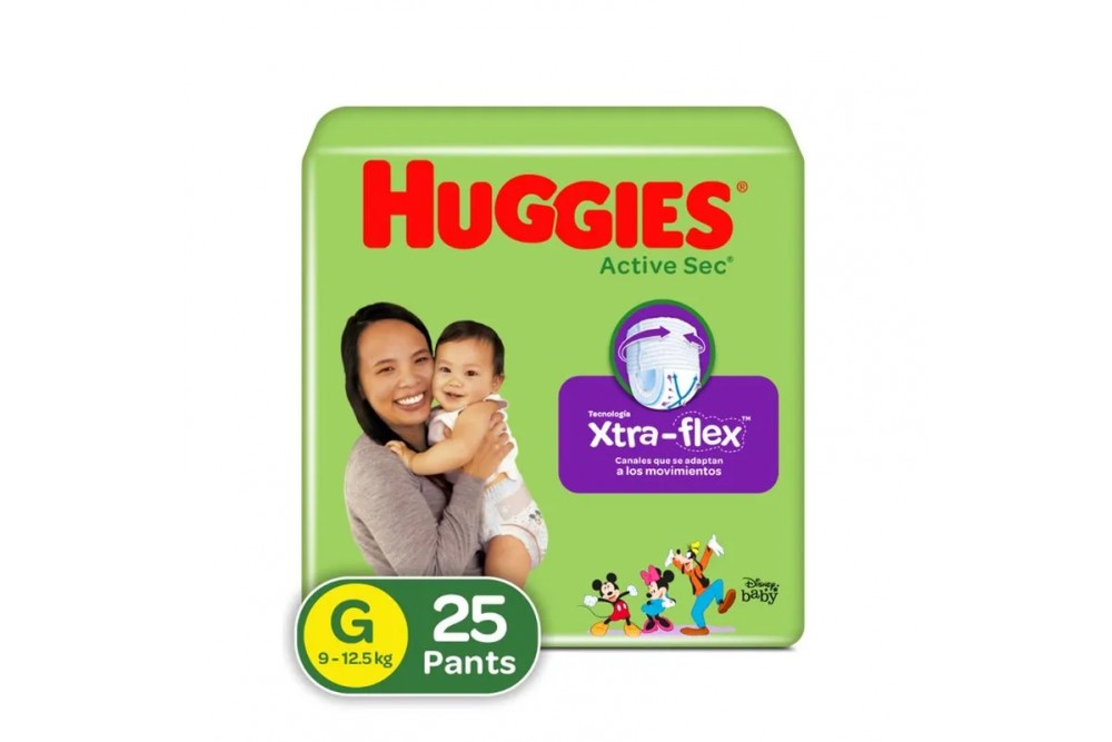 PAÑALES PANT HUGGIES ACTIVE SEC G XTRA-FLEX 25 UND