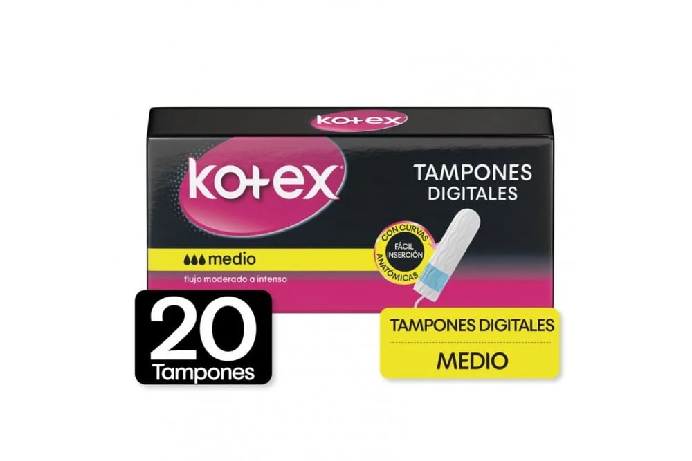 Tampones Digitales Kotex Evolution Flujo Medio 20 Unds