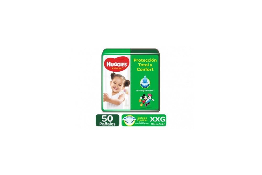 Pañales Huggies Active Sec Etapa 5 Xxg 50 Unds