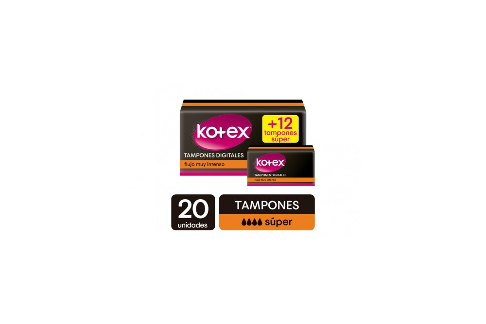 Tampones Kotex Digitales Flujo Intenso 20 Unds