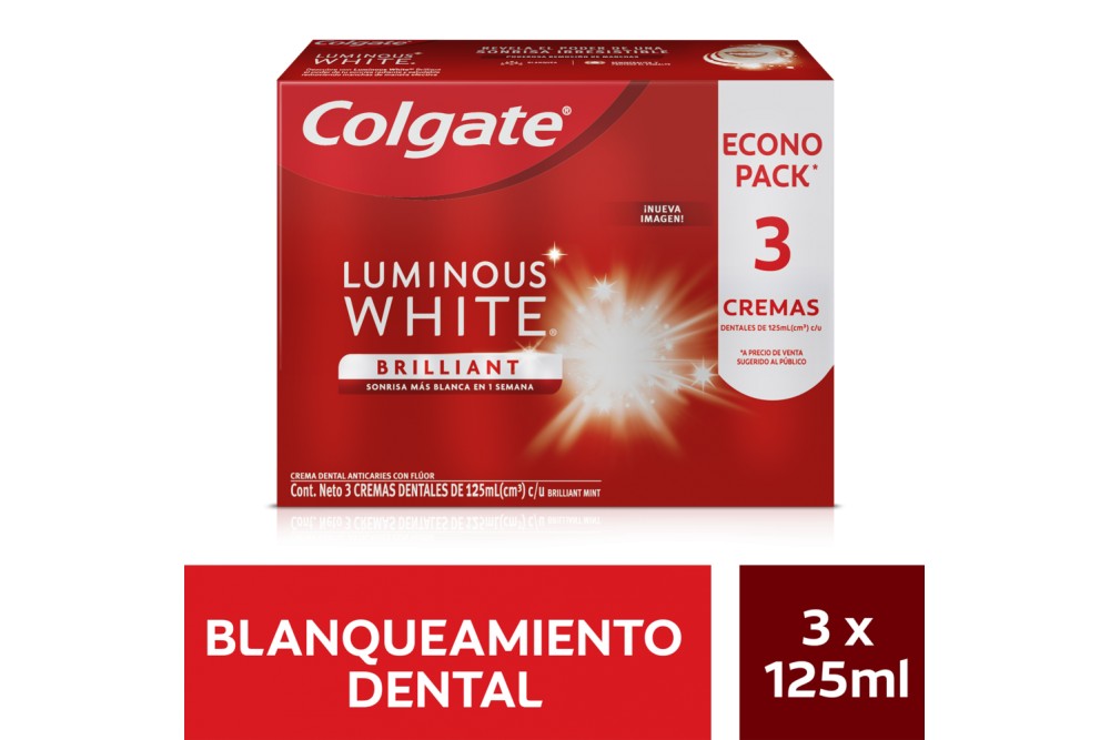 CREMA DENTAL COLGATE LUMINOUS WHITE 3 unds 125 ml