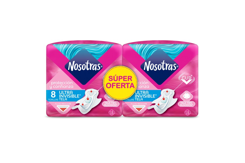 Oferta Toalla Higiénica Nosotras Ultra Invisible Tela 16 Unids