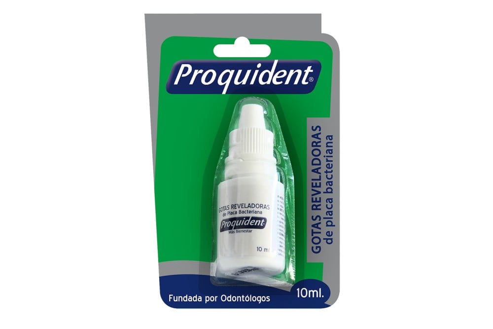 Gotas Reveladoras De Placa Bacteriana Proquident Empaque Con Frasco Con 10 mL