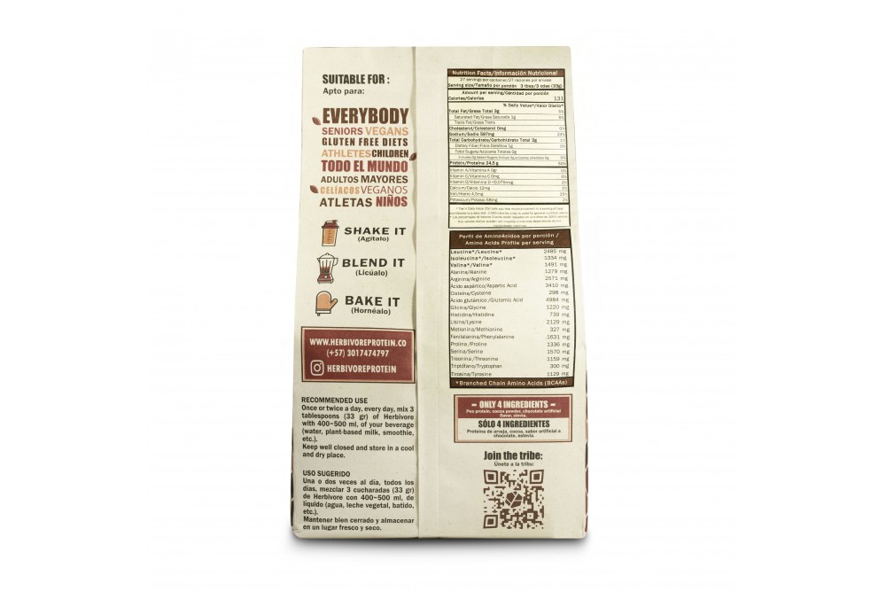 Alimento En Polvo Proteina De Arveja Herbivore 907 G