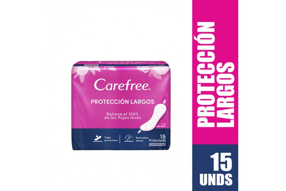 PROTECTORES INTIMOS CAREFREE LARGOS 15 UNDS