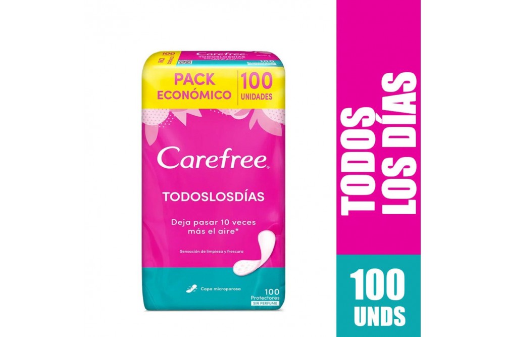 PROTECTORES INTIMOS CAREFREE TODOS LOS DIAS 100 UNDS