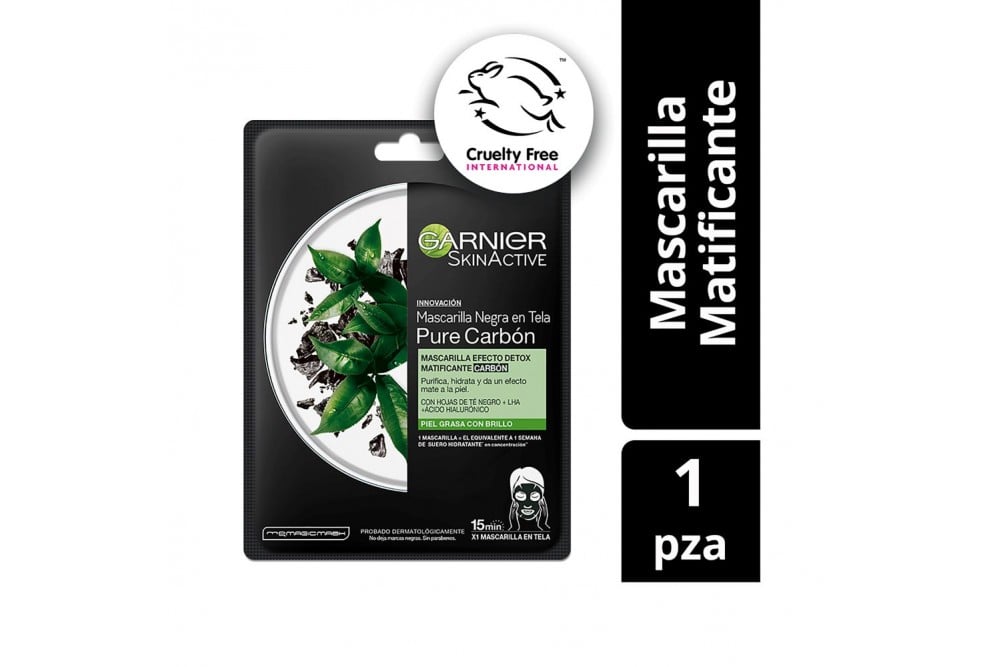 Mascarilla Negra Garnier En Tela Pure Carbón Und