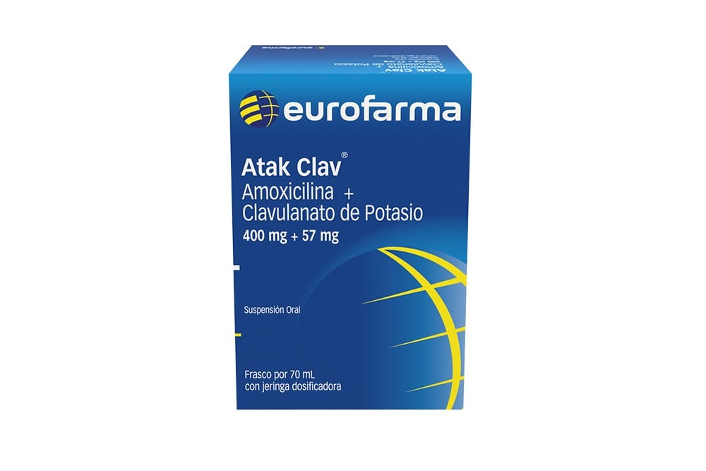 Amoxicilina Atak Clav 400 / 57 Mg 70 Ml Con Jeringa Dosificada