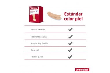 Curas Leukoplast Estándar Resistentes Al Agua 100 Unds