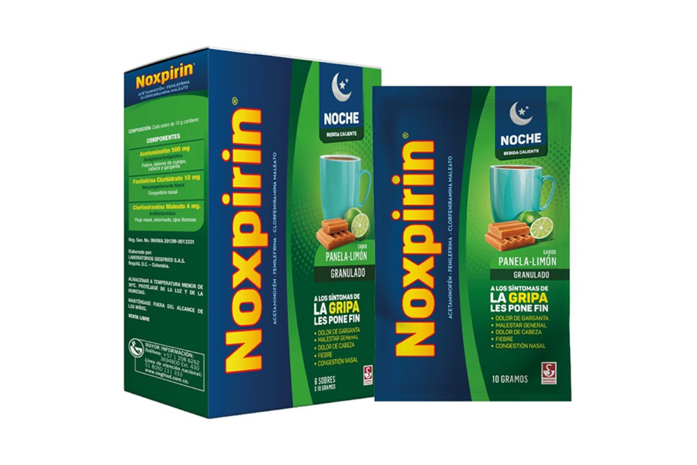 Noxpirín Noche Sabor Panela Limón 6 Sobres