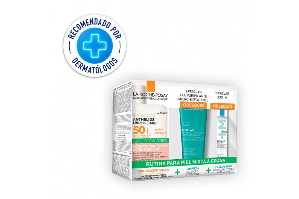 Kit Protector Solar La Roche Posay Spf 50 + Gel Microexfoliantetratamient Effaclar Duo+M Und