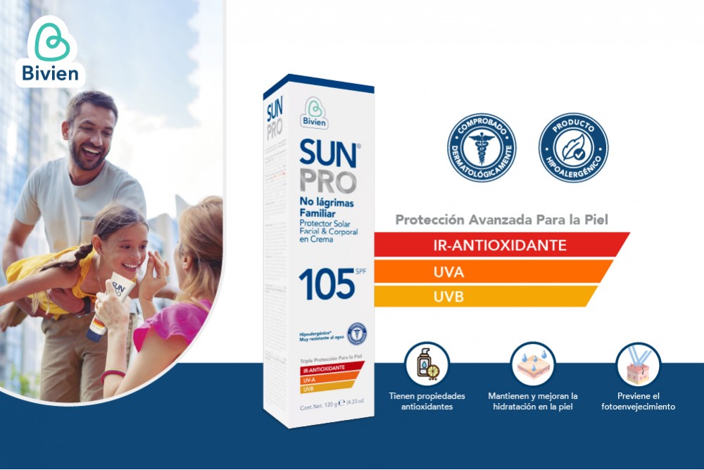 PROTECTOR SOLAR SUNPRO FAMILIAR SPF 105 por 120 G-1276894 | Droguerías ...