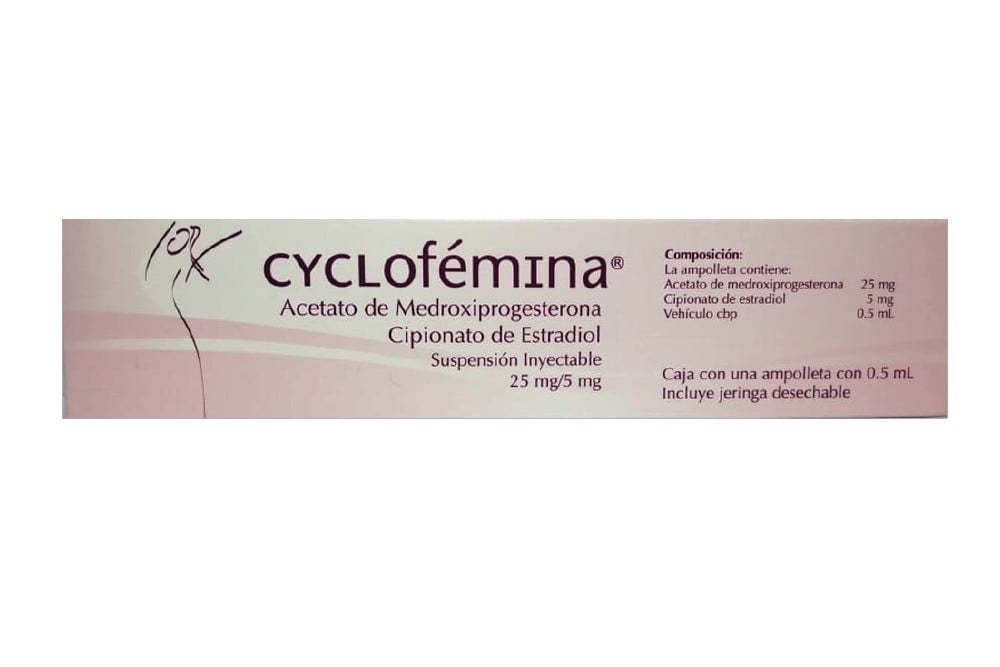 Cyclofémina 25/5 Mg Ampolleta Con 0.5 Ml Incluye Jeringa