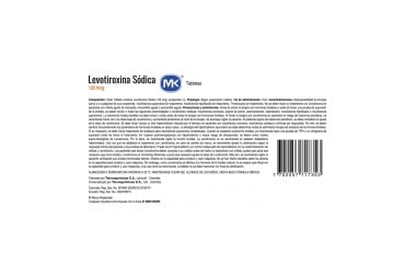 Levotiroxina Sódica Mk 125 Mcg 30 Tabletas