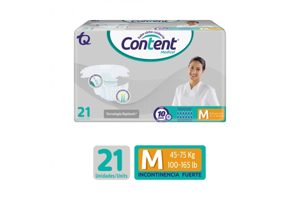 Pañales Desechables Content Medical Talla M 21 Unds