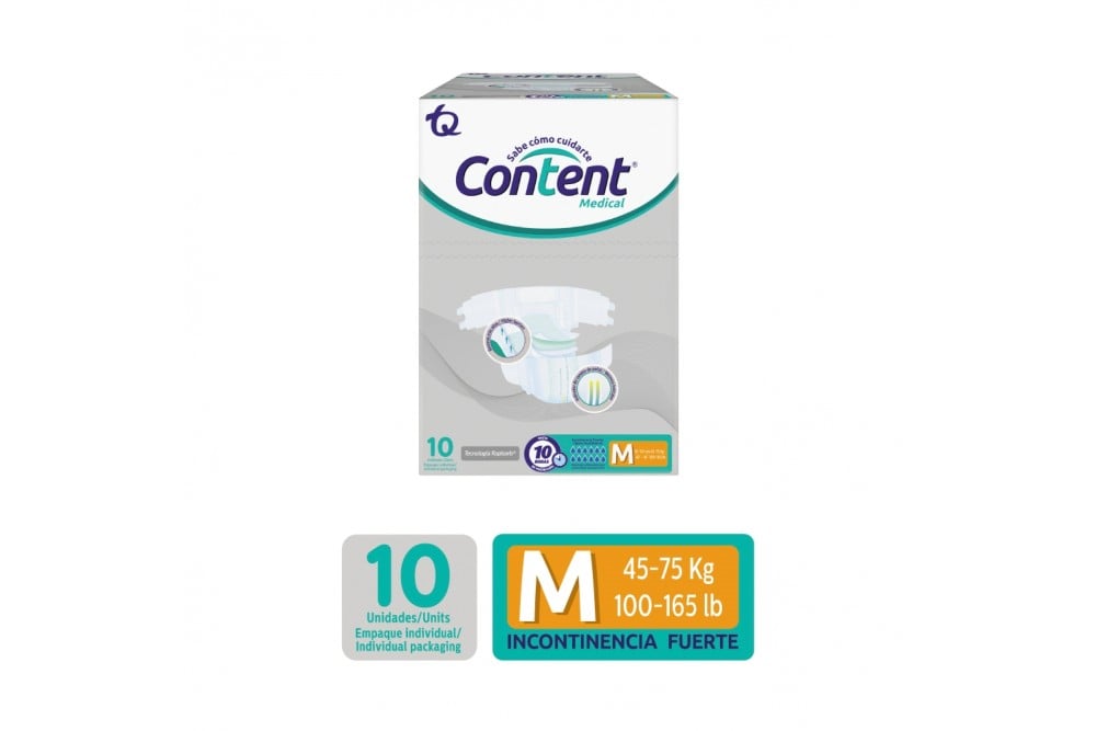 Pañales Desechables Content Medical Talla M 10 Unds