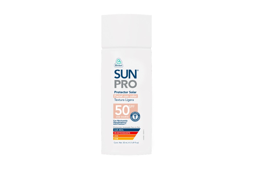 Protector Solar Facial Sunpro SPF 50 Con color 50 Ml