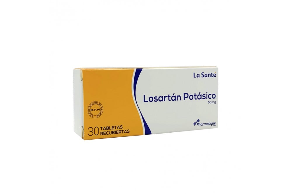 Losartán Potásico 50 Mg Caja Con 30 Tabletas Cubiertas