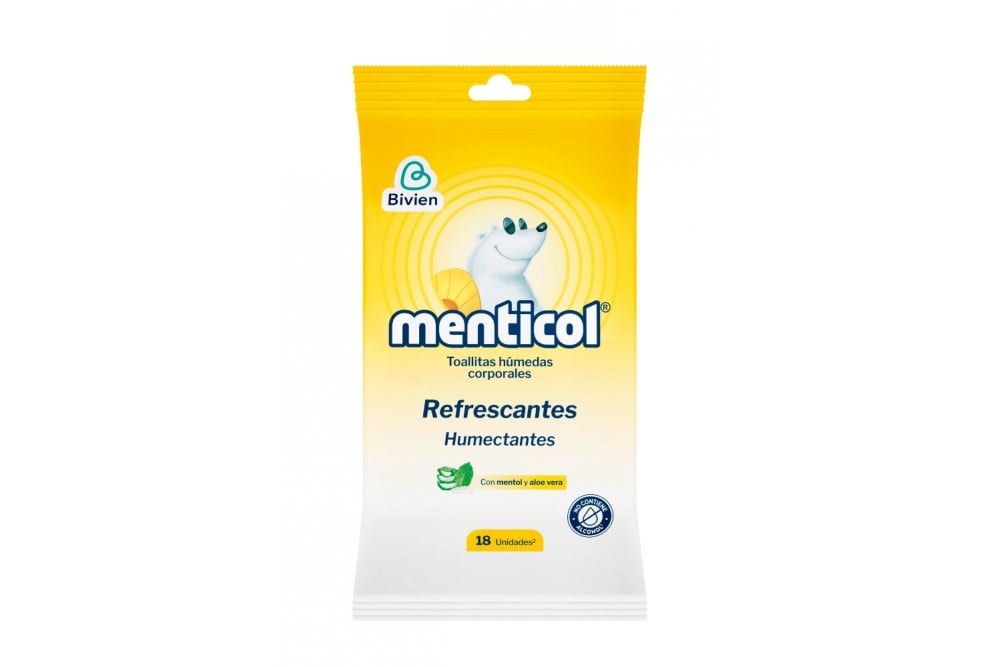 Toallas Húmedas Menticol Refrescantes Con Mentol Y Aloe Vera 18 Unds