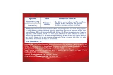 Acetaminofén Forte Mk 500Mg / 65Mg Dolores Severos 10 Tabletas Recubiertas
