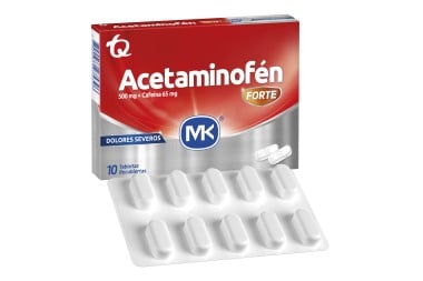 Acetaminofén Forte Mk 500Mg / 65Mg Dolores Severos 10 Tabletas Recubiertas