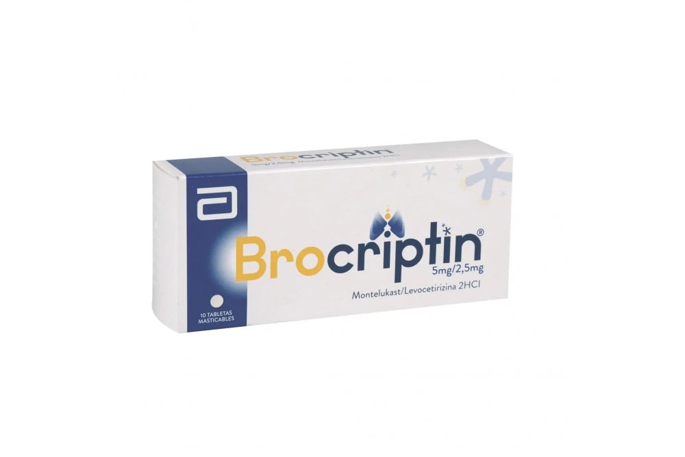 Brocriptin 5 Mg / 2.5 Mg 10 Tabletas Masticables