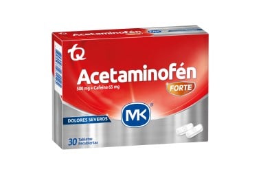 Acetaminofén Forte Mk 500Mg / 65Mg Dolores Severos 30 Tabletas Recubiertas