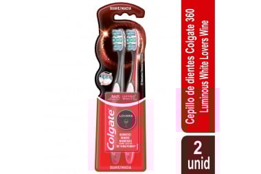 Oferta Cepillo Dental Colgate Luminous White Lover Wine Suave 2 Unds