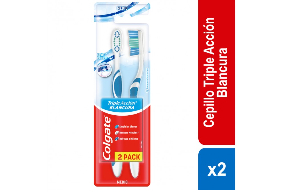 Cepillo Dental Colgate Triple Acción Blancura Medio 2 Unds