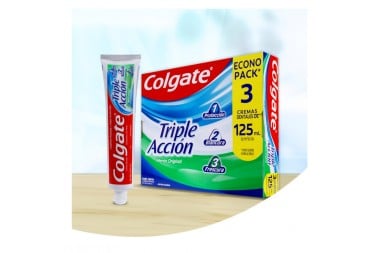 Oferta Crema Dental Colgate Triple Acción Sabor Menta 3 Unds De 125 Ml C/U