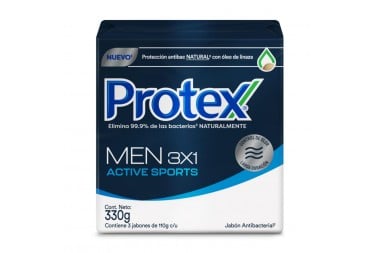 Jabón Antibacterial Protex Men Active Sports 3 Unds
