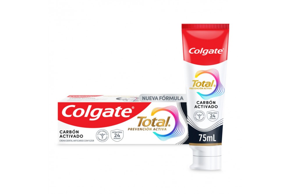 Crema Dental Colgate Total Prevención Activa Carbón Activado 75 Ml