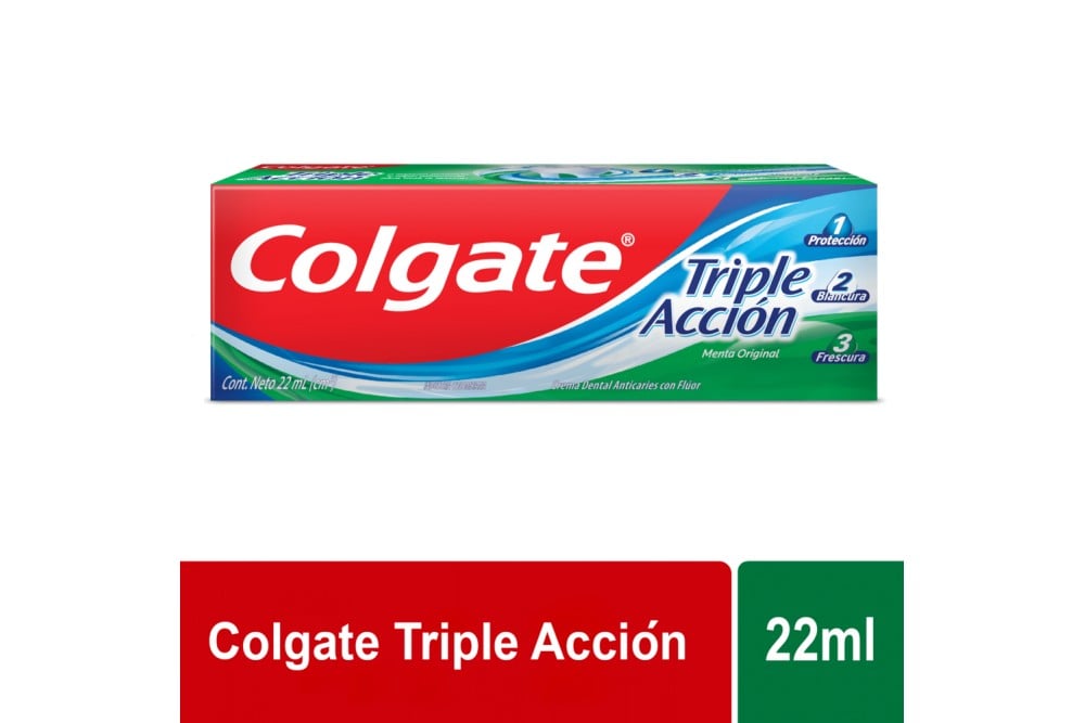 Crema Dental Colgate Triple Acción Sabor Menta 22 Ml