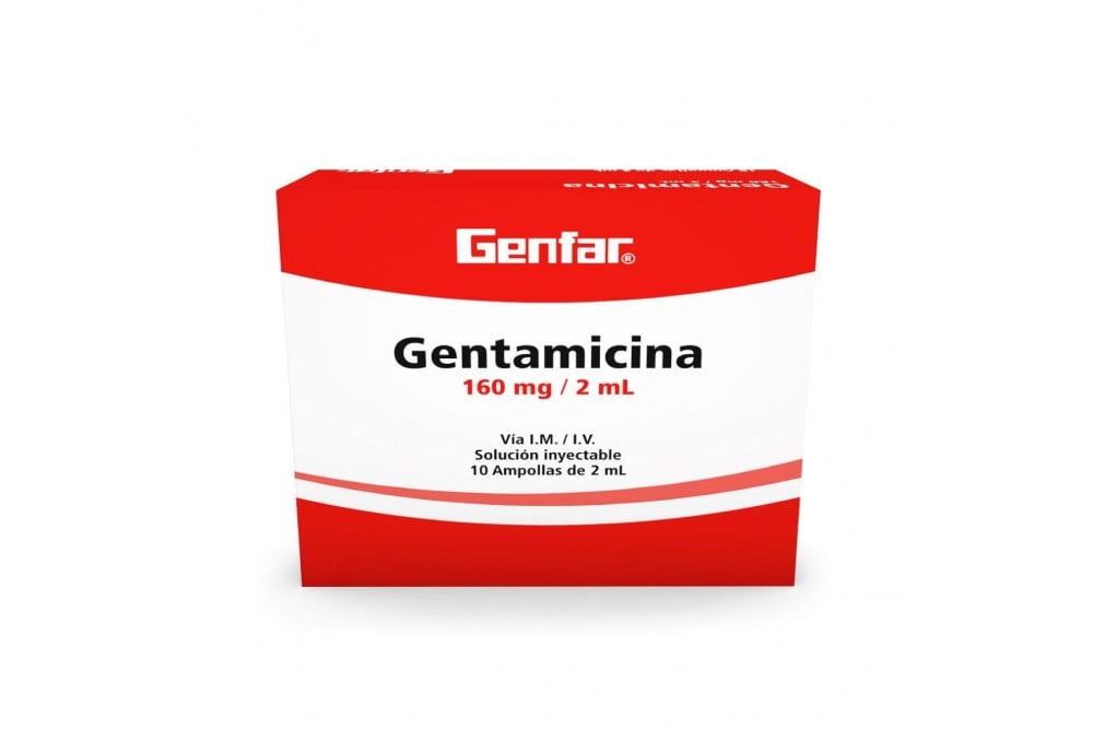 Gentamicina 160 Mg/ 2 Ml Genfar 10 Ampollas de 2 Ml C/U