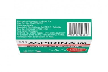 Aspirina 100 Mg Caja Con 140 Tabletas