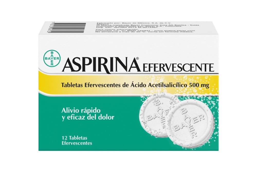 Aspirina Efervescente 500 Mg Caja Con 12 Tabletas